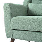 Modern Accent Chair,Teddy Fabric Living Room Chairs Comfy Reading Chair,Mid Century Accent Chair, Lounge Arm Chairs Armchair for Living Room Bedroom (Light Green) - Grand Goldman Shop