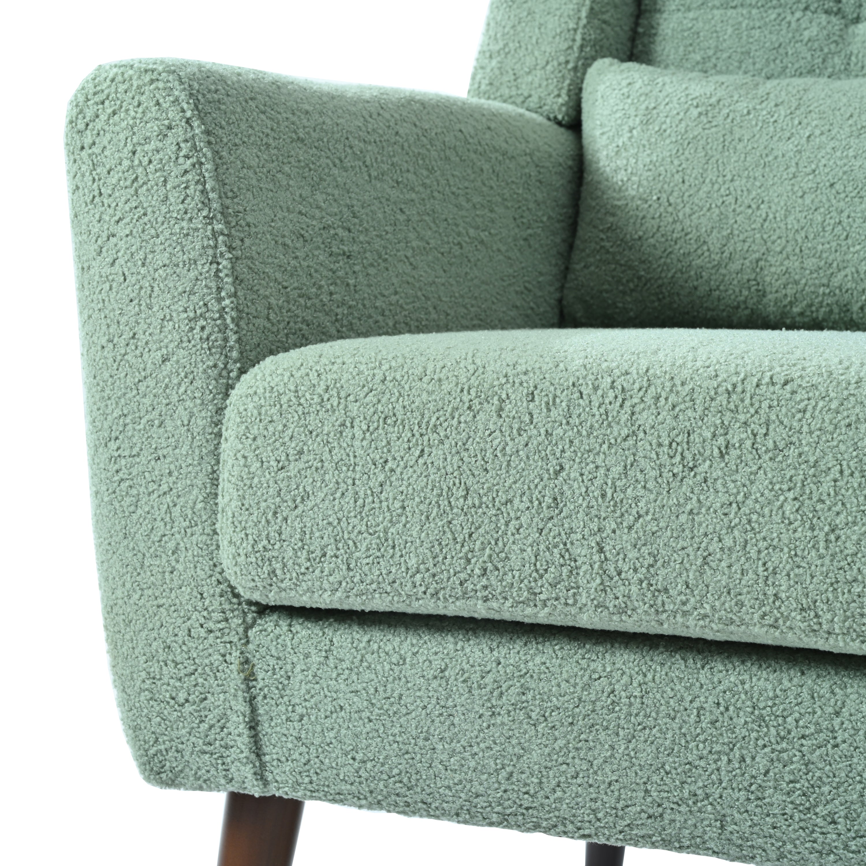 Modern Accent Chair,Teddy Fabric Living Room Chairs Comfy Reading Chair,Mid Century Accent Chair, Lounge Arm Chairs Armchair for Living Room Bedroom (Light Green) - Grand Goldman Shop