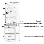 [Assembly Video Provided] TOPMAX Modern 83.7inch High Kitchen Pantry, Freestanding Tall Kitchen Hutch with Faux Marble Top,Cupboard Cabinet with 5 Storage Drawers and Adjustable Shelf, Set of 2, White - Grand Goldman Shop