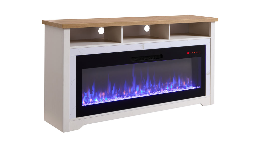 70 inch Fireplace TV Stand for TVs up to 70',with 60'smart Electric Fireplace,white - Grand Goldman Shop