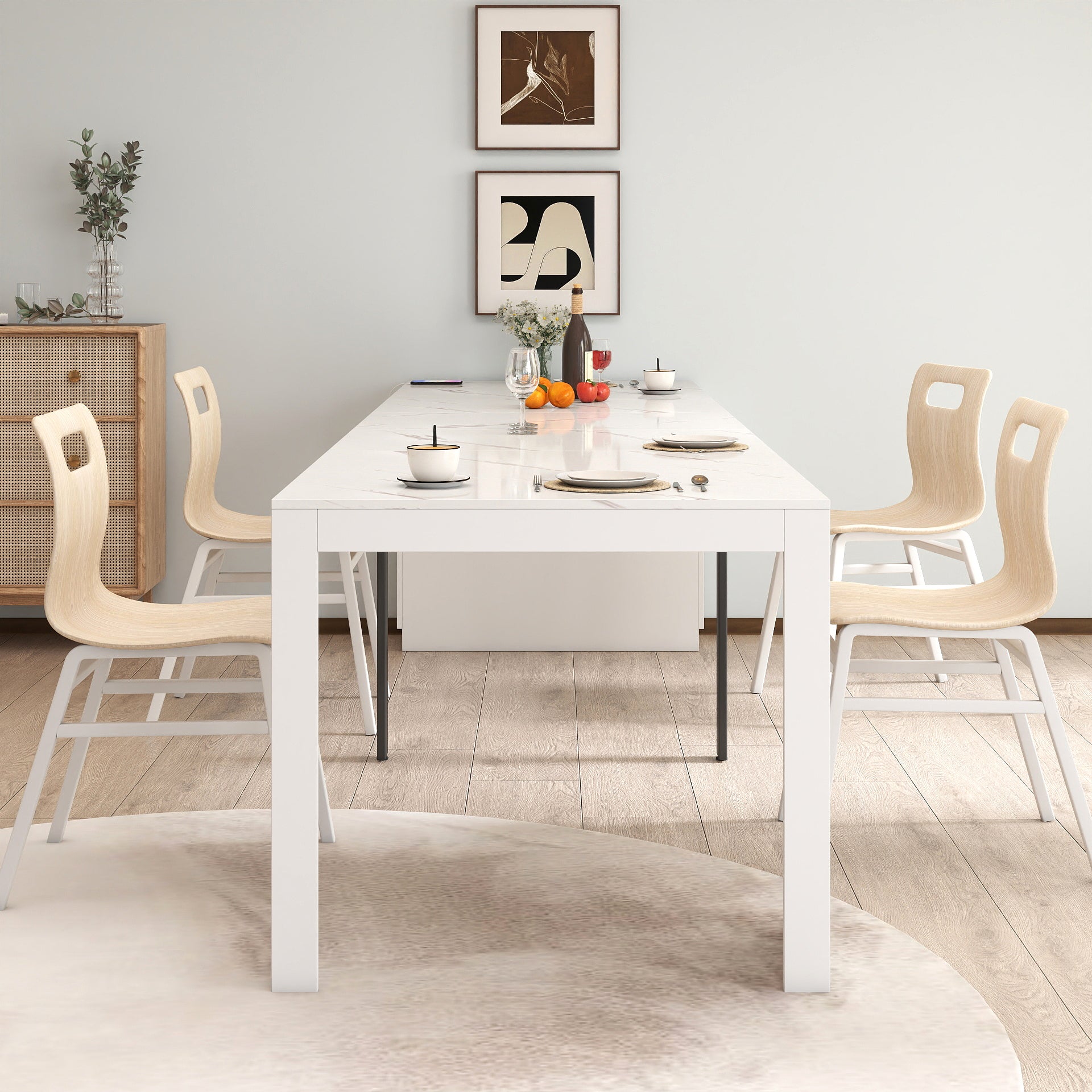 Modern Multifunctional Extendable Dining Table with Outlet, Space Saving Expanding Table with Storage for Party, Weddings, Meetings, Celebrations - Grand Goldman Shop