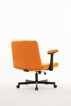 Orange Velvet Criss Cross Armrest Office Chair with Wheels - Stylish for Home Office, Gaming & Makeup - Grand Goldman
