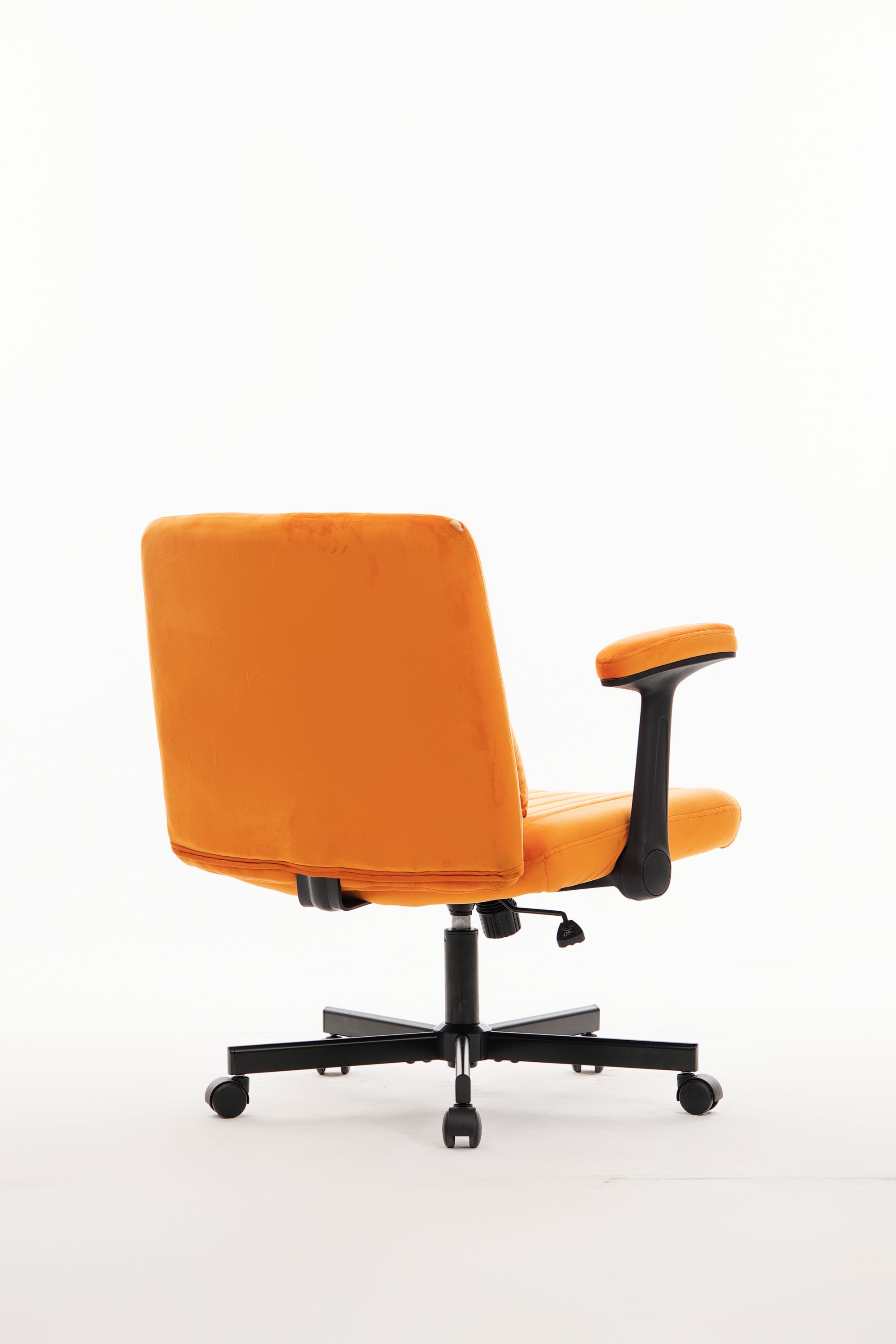 Orange Velvet Criss Cross Armrest Office Chair with Wheels - Stylish for Home Office, Gaming & Makeup - Grand Goldman