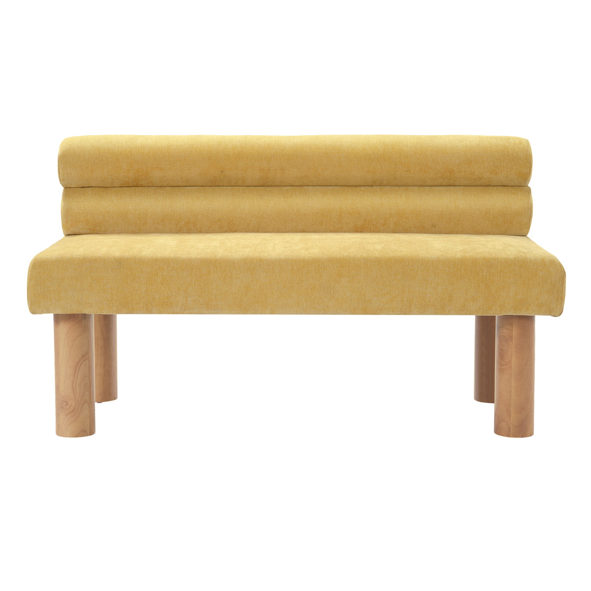 Upholstered Dining Bench, End of Bed, Entryway Bench, Ottoman for Dining Room, Bedroom, Living Room, Rubber Wood Leg 300 LBS Support, Yellow - Grand Goldman Shop