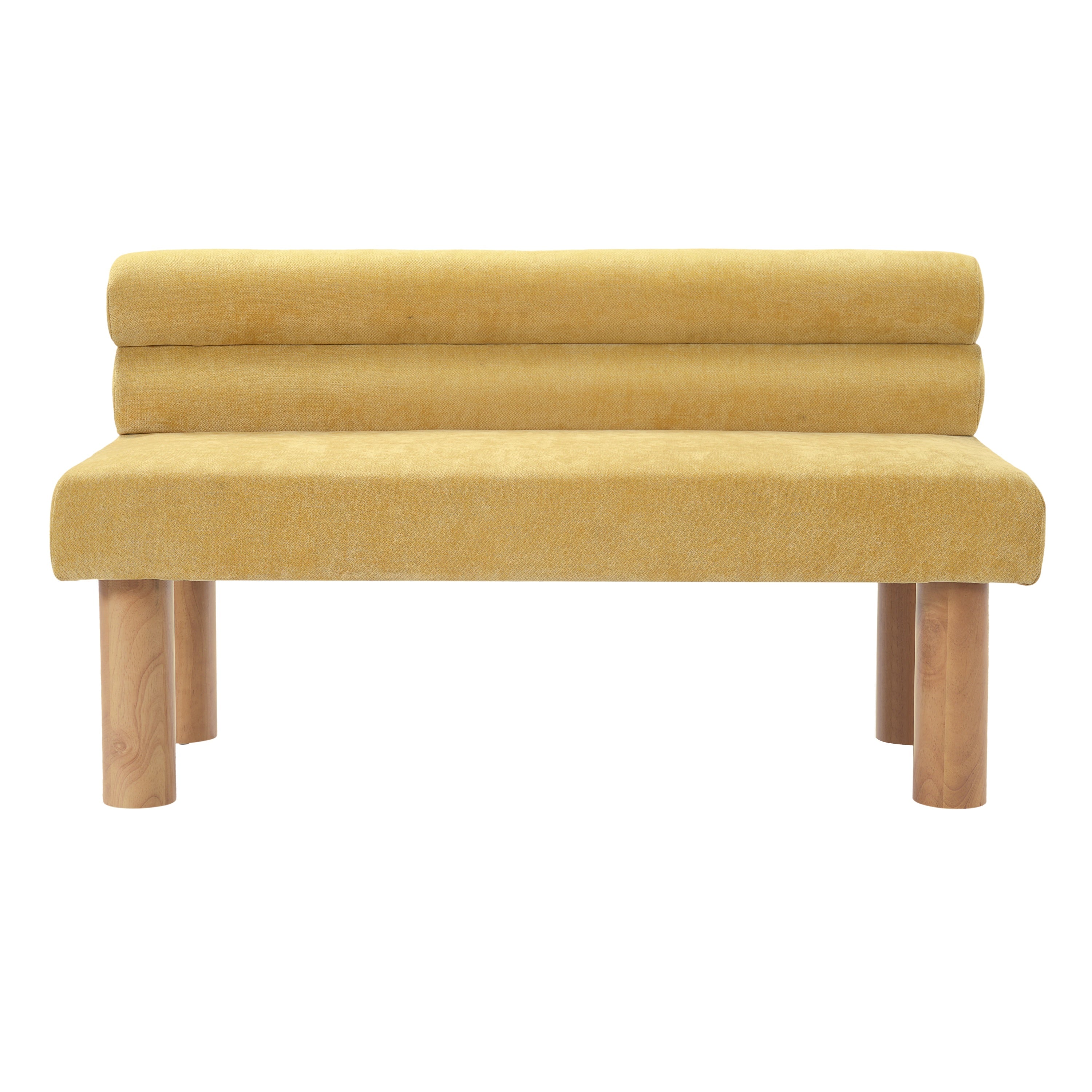 Upholstered Dining Bench, End of Bed, Entryway Bench, Ottoman for Dining Room, Bedroom, Living Room, Rubber Wood Leg 300 LBS Support, Yellow - Grand Goldman Shop