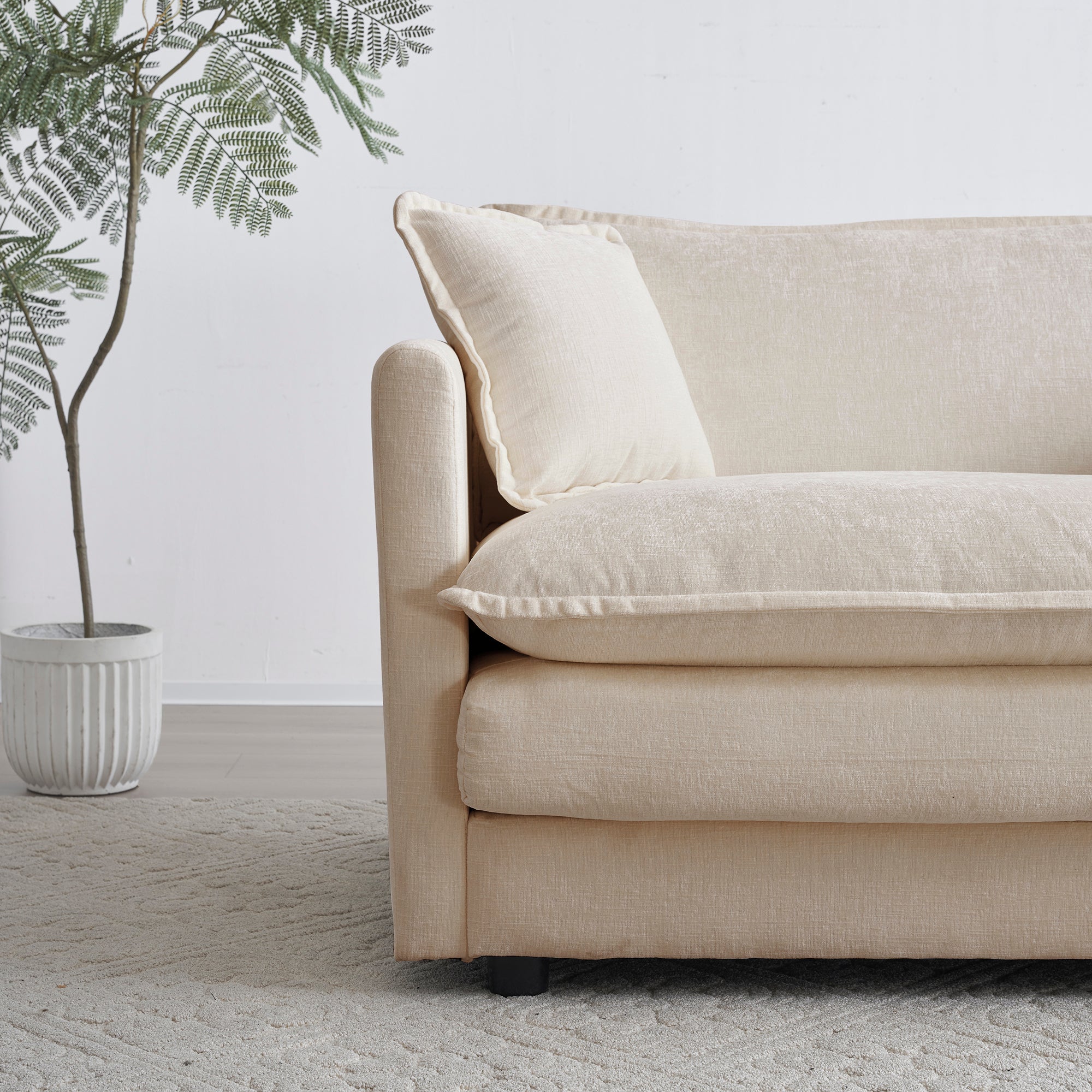 Chenille Fabric Ottomans Footrest to Combine with 2 Seater Sofa, 3 Seater Sofa and 4 Seater Sofa, Light Coffee - Grand Goldman Shop