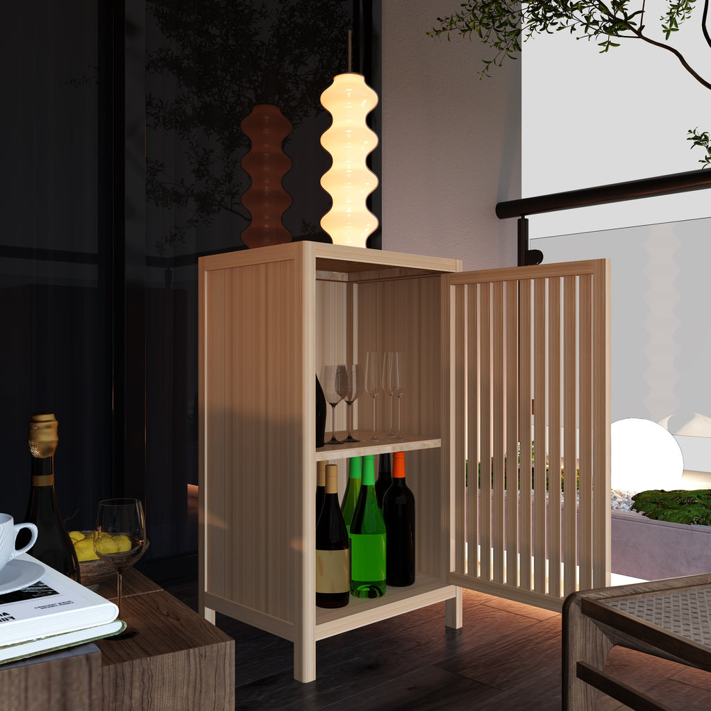Natural Bamboo Freestanding Storage Cabinet with Door and Shelf for Bathroom, Living Room, Kitchen - Grand Goldman Shop