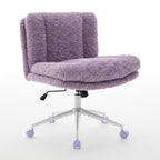 W26.4 inch Wider seat Office Chair,Artificial rabbit hair Home Office Chair with Metal Base,Adjustable Desk Chair Swivel Offi