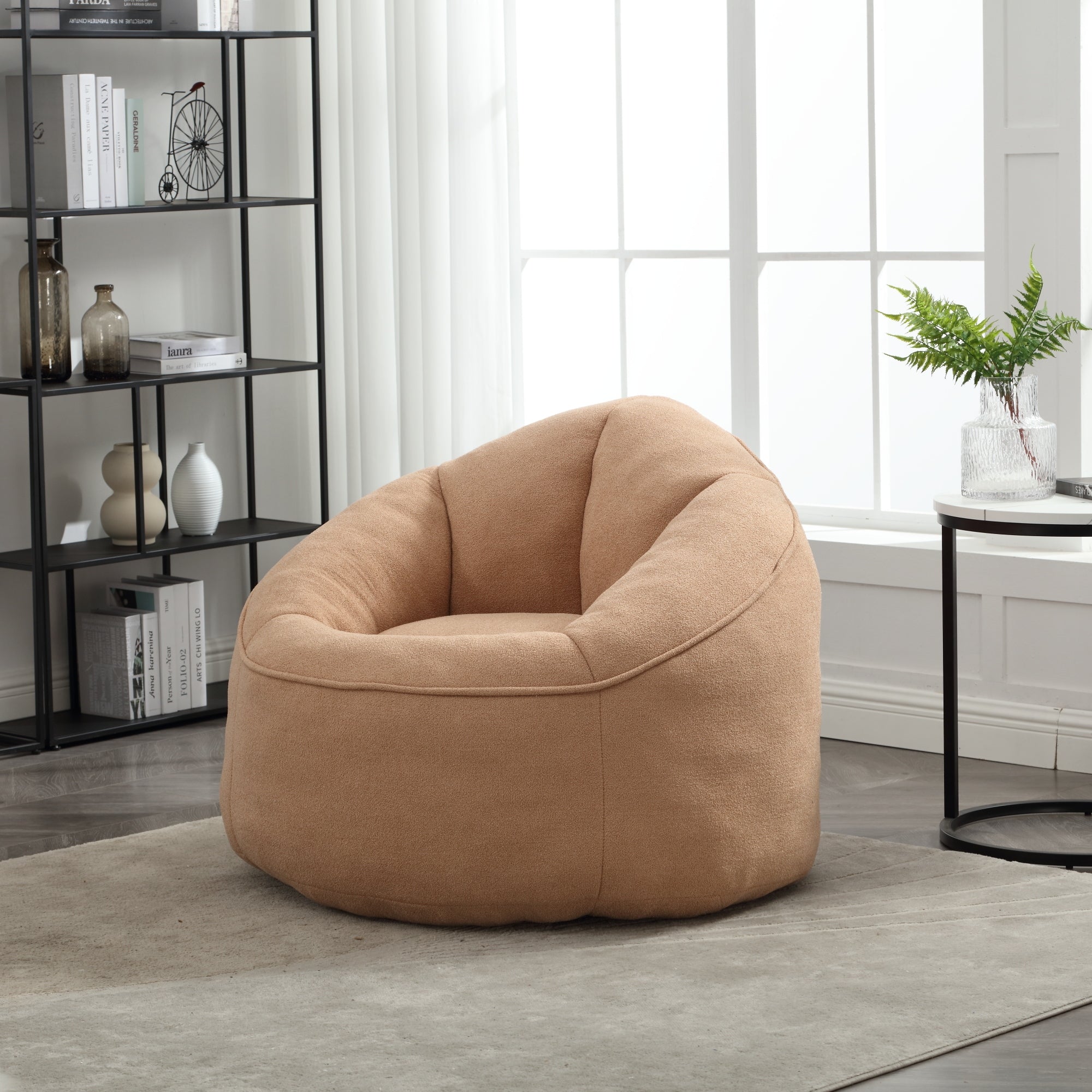 Bedding Bean Bag Sofa Chair with High-Pressure Foam and Footrest, Tan Microfiber - Grand Goldman Shop