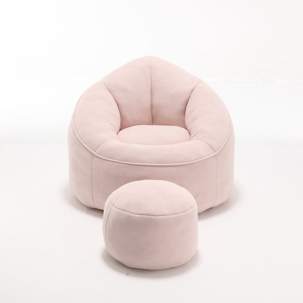 Bedding Bean Bag Sofa Chair with High-Pressure Foam and Footrest, Pink Microfiber - Grand Goldman Shop