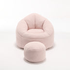 Bedding Bean Bag Sofa Chair with High-Pressure Foam and Footrest, Pink Microfiber - Grand Goldman Shop
