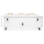 K&K 59.3' Kitchen Island with Storage 2 Pull Out Cabinet Organizers & Rubber Wood Drop Leaf, Rolling Kitchen Island with Trash Can Storage, Power Outlet, Spice & Towel Rack for Kitchen, Dining, White - Grand Goldman Shop