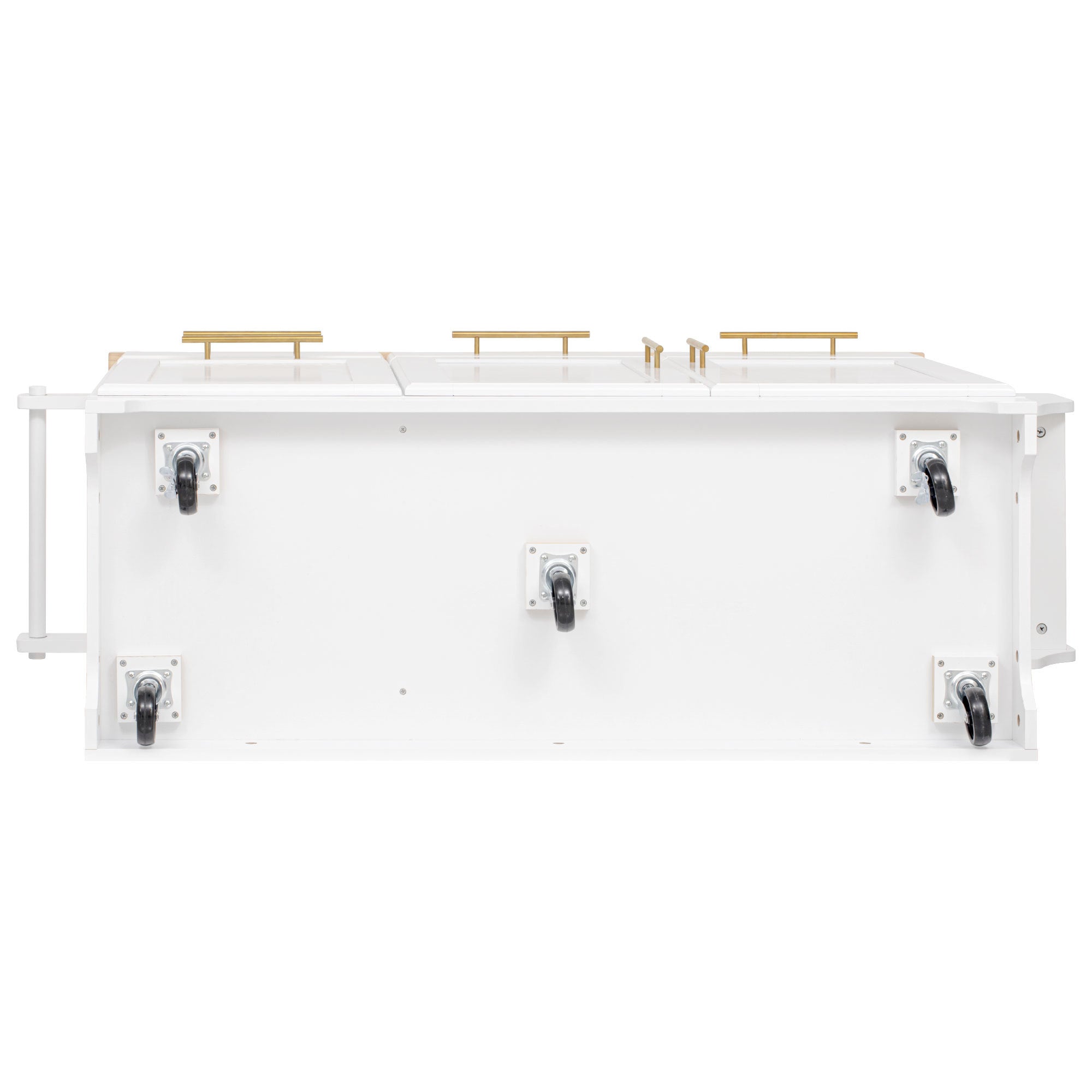 K&K 59.3' Kitchen Island with Storage 2 Pull Out Cabinet Organizers & Rubber Wood Drop Leaf, Rolling Kitchen Island with Trash Can Storage, Power Outlet, Spice & Towel Rack for Kitchen, Dining, White - Grand Goldman Shop