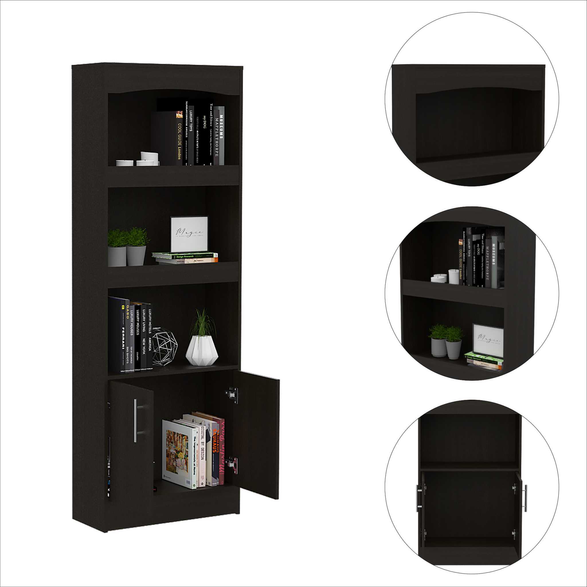Durango Bookcase, Three Shelves, Double Door Cabinet | Premium Home Decor - Grand Goldman