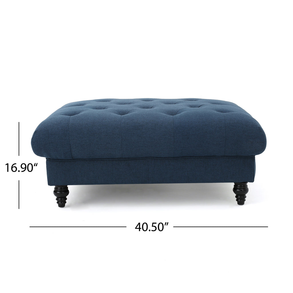 MADRID KD Tufted Ottoman Footrest and Coffee Table Stand-In Navy Blue Polyester 40.5x40.5x16.9 inches - Grand Goldman Shop