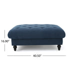 MADRID KD Tufted Ottoman Footrest and Coffee Table Stand-In Navy Blue Polyester 40.5x40.5x16.9 inches - Grand Goldman Shop