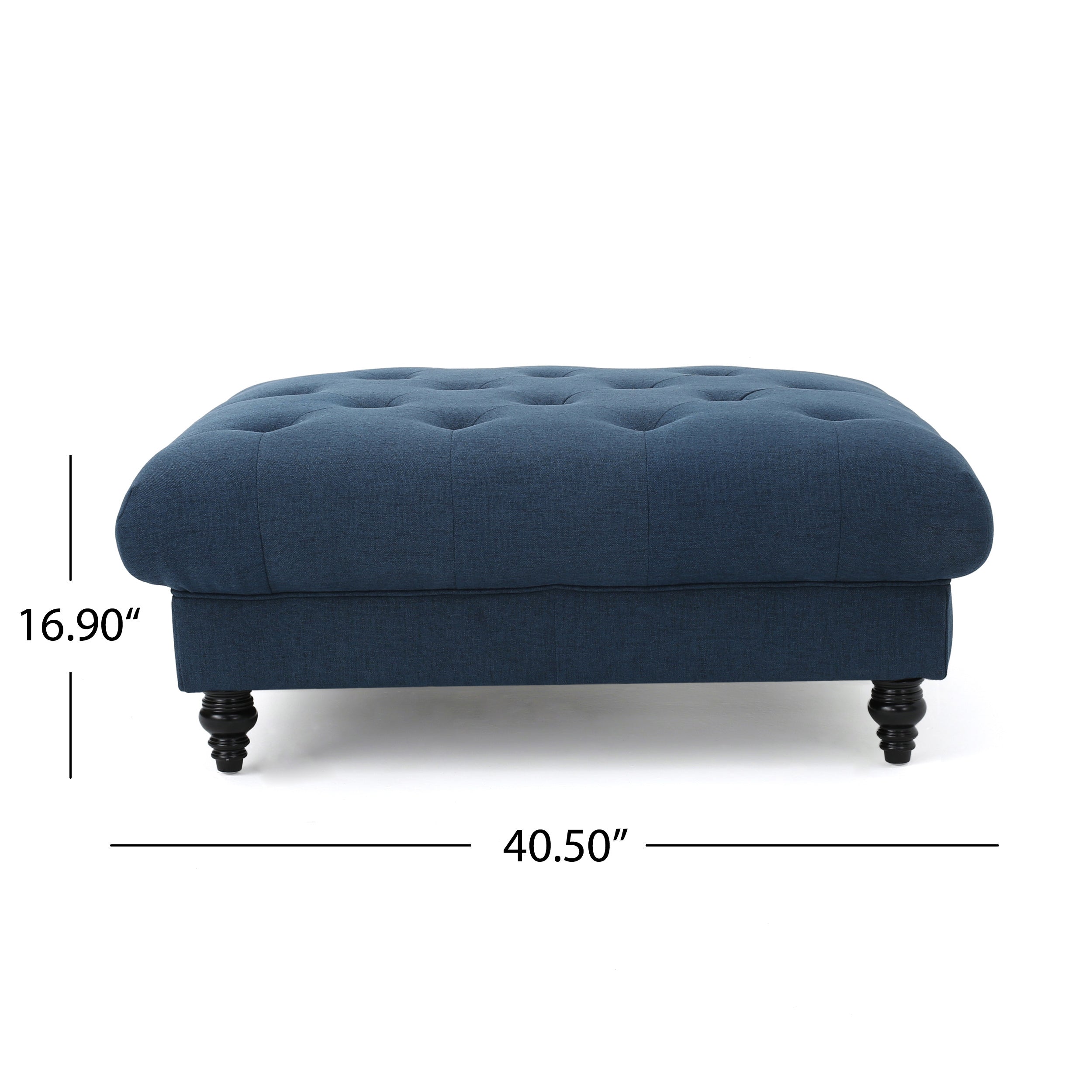 MADRID KD Tufted Ottoman Footrest and Coffee Table Stand-In Navy Blue Polyester 40.5x40.5x16.9 inches - Grand Goldman Shop