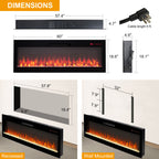 Smart 60' WiFi-Enabled Electric Fireplace Heater, Recessed in-Wall and Wall-Mounted - Grand Goldman Shop