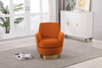 Velvet Swivel Barrel Chair, Swivel Accent Chairs Armchair for Living Room, Reading Chairs for Bedroom Comfy, Round Barrel Chairs with Gold Stainless Steel Base (Orange) - Grand Goldman Shop