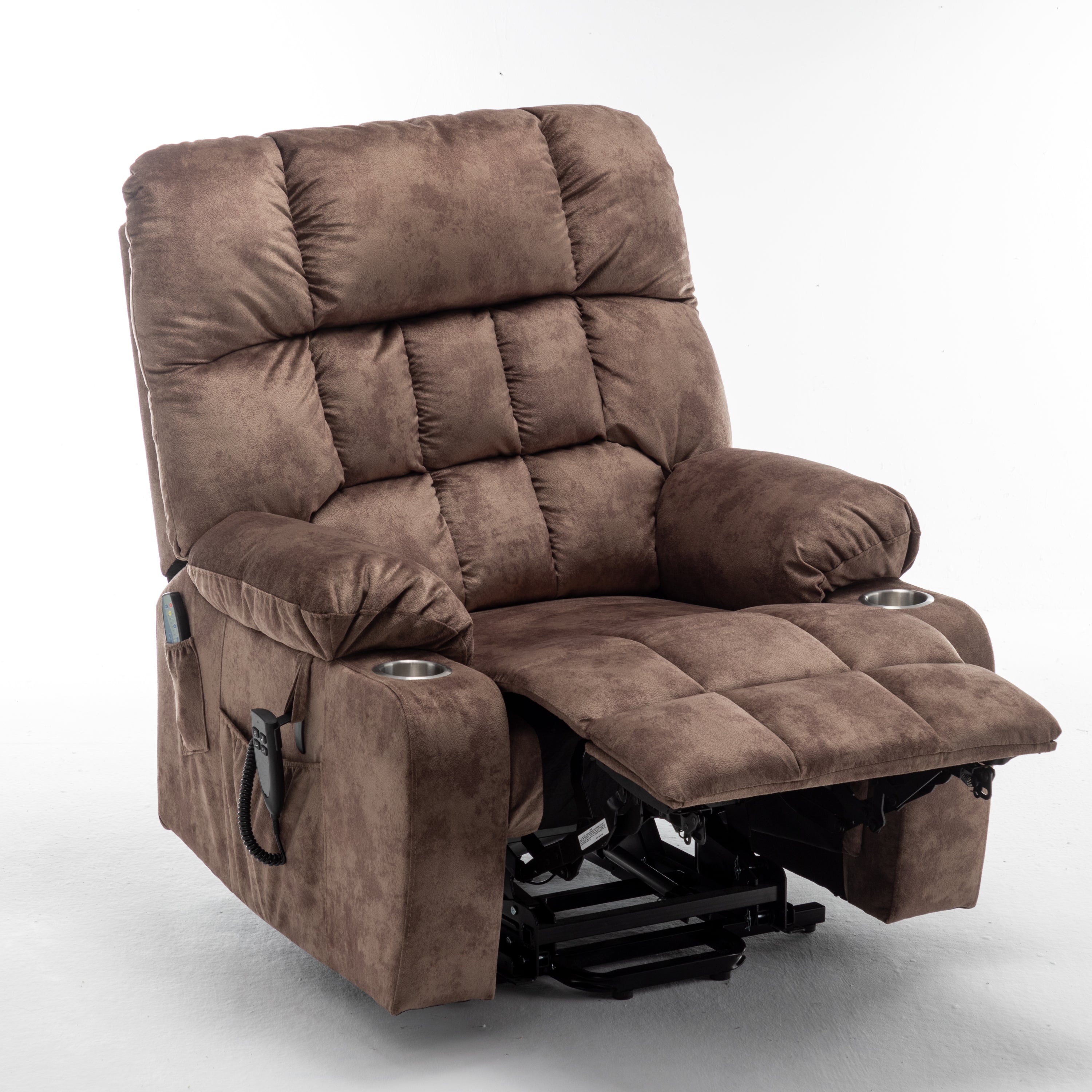 Lift Chair for Big and Tall Person with Inconvenient Legs: High Density Foam Lift Sofa with Heat and Massage, 2 Pockets, 2 Cup Holder, 2 Remote, 2 OKIN Motor - Grand Goldman Shop