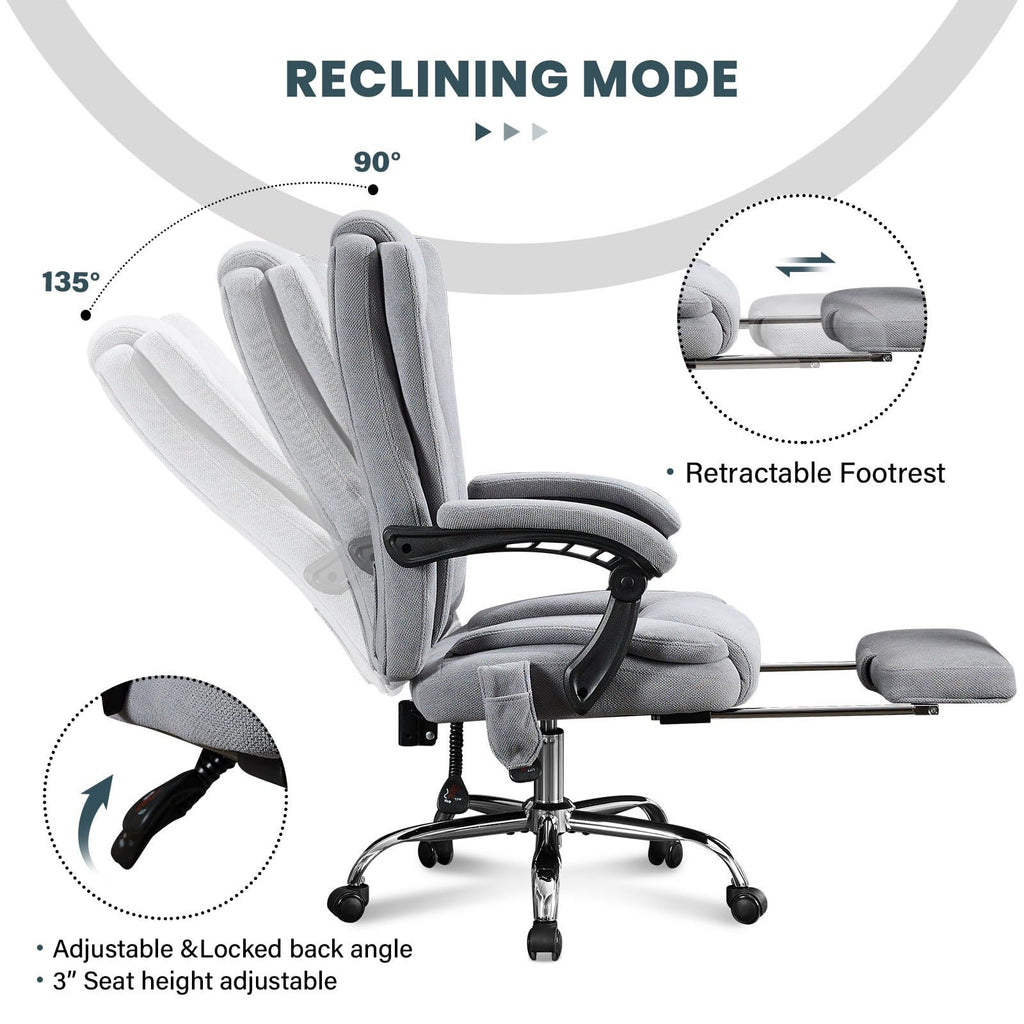 Massage Office Chair with Heat and 6 Vibration Points,Executive Office Chair with Foot Rest and Padded Armrests,Reclining Bac