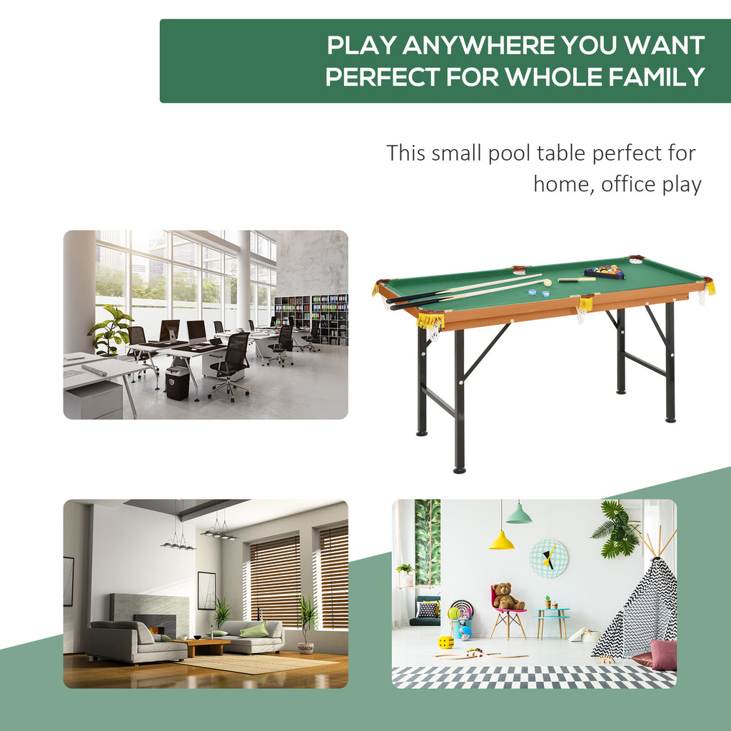 Soozier 55' Portable Folding Billiards Table Game Pool Table for Whole Family Number Use With Cues, Ball, Rack, Chalk, Green 