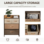 HOMCOM 4-Drawer Dresser, Fabric Drawers, 3-Tier Storage Organizer for Bedroom Entryway, Tower Unit with Steel Frame and Wooden Top, Maple Wood - Grand Goldman Shop