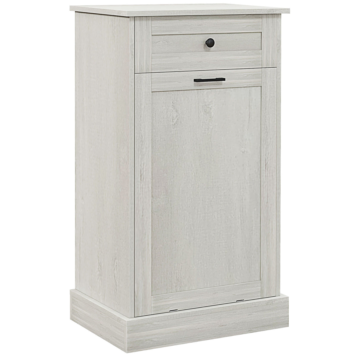 HOMCOM Kitchen Tilt Out Trash Bin Cabinet Free Standing Recycling Cabinet Trash Can Holder With Drawer, Light Gray - Grand Goldman Shop