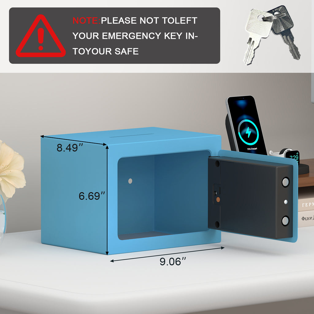Secure Safe With Key And Password Money Home Safe, 0.23 Cubic Feet Small Safe, Mini Storage Cabinet, Suitable For Home Use, C