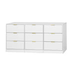 White 9 Drawer Dresser, 63' Large Deep Chest of Drawers, Wooden Dresser Storage Cabinet with 9 Drawers for Bedroom, Long Dressers for Living Room, Hallway - Grand Goldman Shop