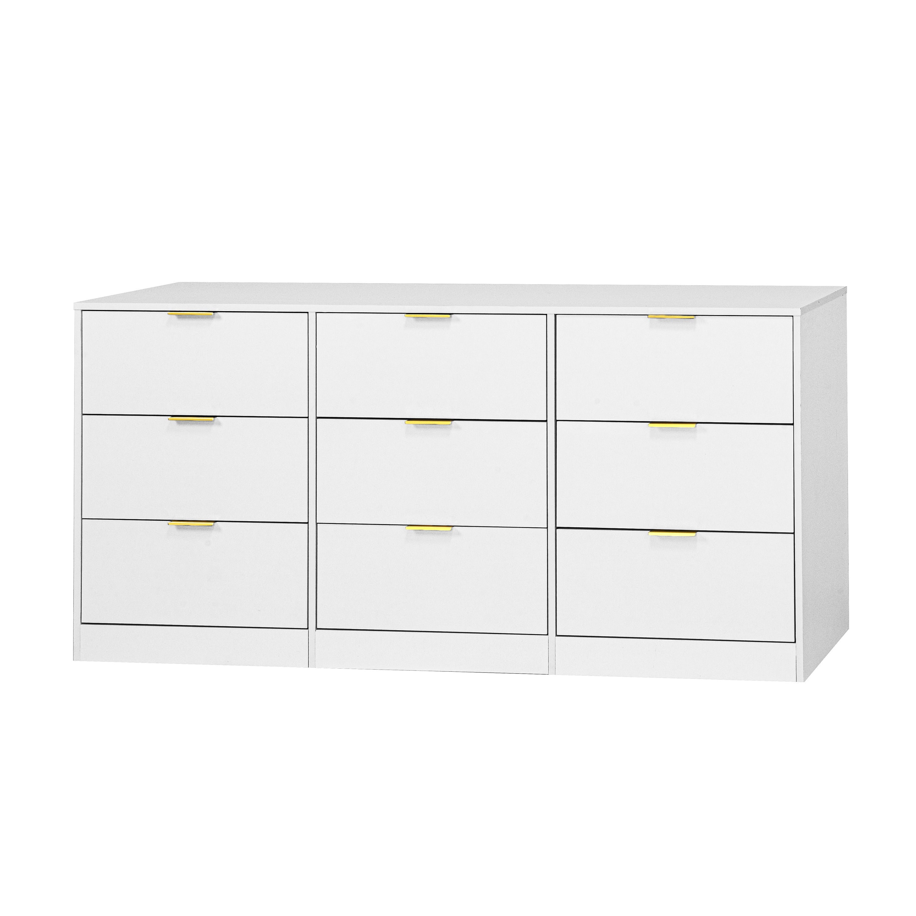 White 9 Drawer Dresser, 63' Large Deep Chest of Drawers, Wooden Dresser Storage Cabinet with 9 Drawers for Bedroom, Long Dressers for Living Room, Hallway - Grand Goldman Shop