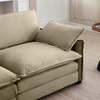 Ottoman Footstool in Corduroy Fabric, Can be Used with 2 Seater Sofas, 3 Seater Sofas and 4 Seater Sofas,Tan Corduroy Fabric - Grand Goldman Shop