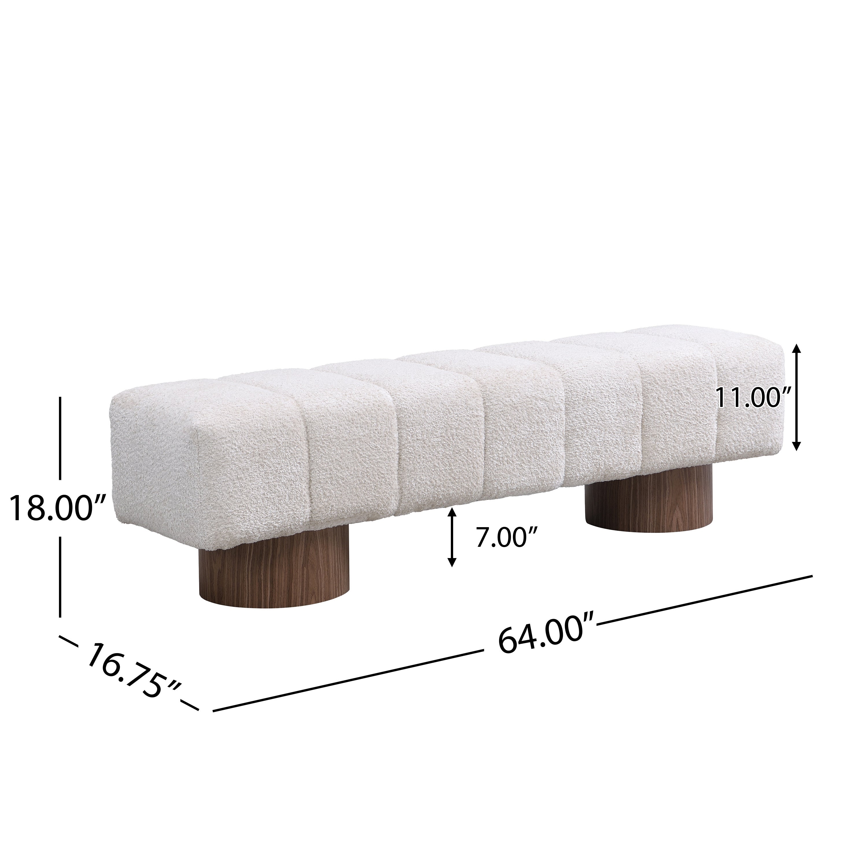 Upholstered Dining Bench for Dining Room, No-Assembly End of Bed Entryway Bench Ottoman for Bedroom Living Room, Beige Faux Fur Fabric Stool Top Wood Leg 300 LBS Weight Capacity - Grand Goldman Shop