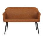Daniella Industrial High Back Bench in Black Steel and Camel Faux Leather by - Grand Goldman Shop