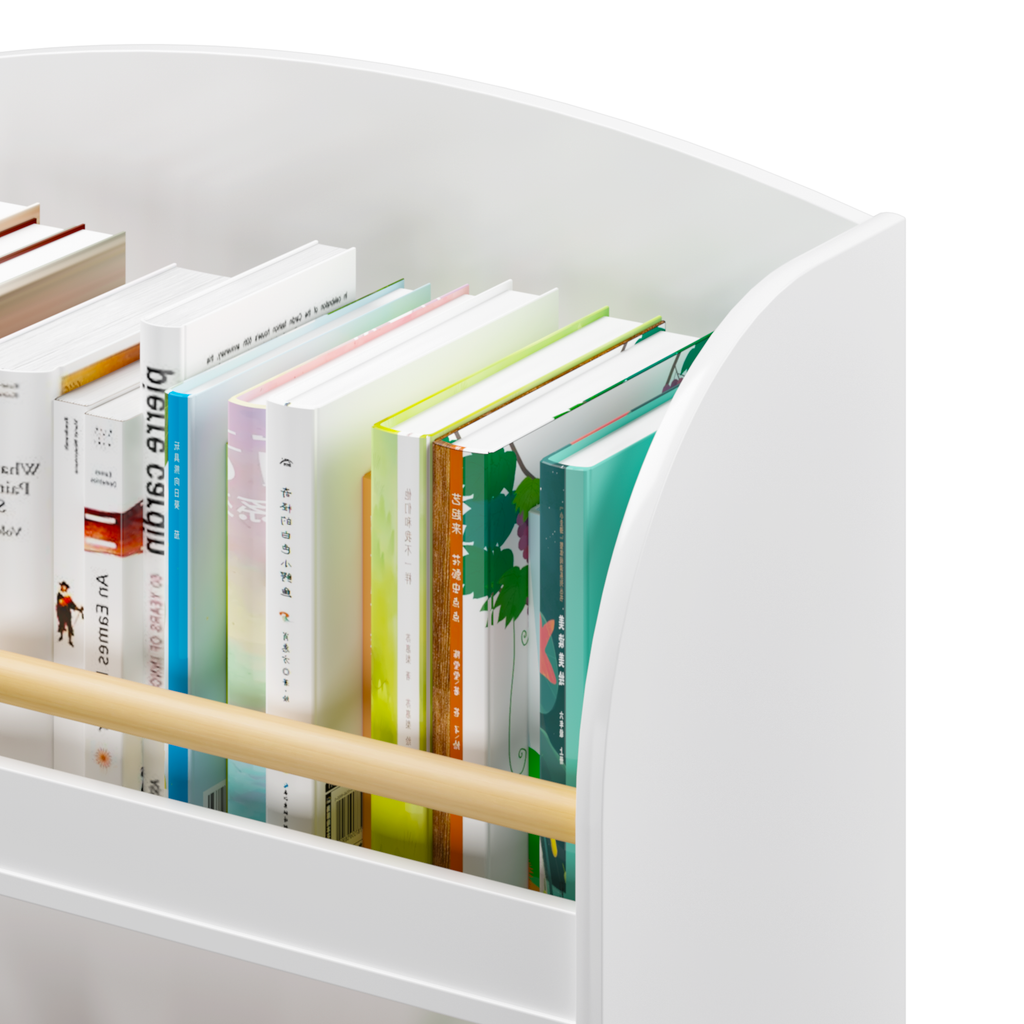 Kids Bookshelf 3-Tier White Book Organizer with Toy Storage, MDF and Pine Wood Legs - Grand Goldman