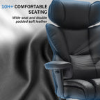 Office Chair with Foot Rest and Waist Lumber Support, Ergonomic Gaming Chair with Adjustable Height Headrest, High-Back Leath