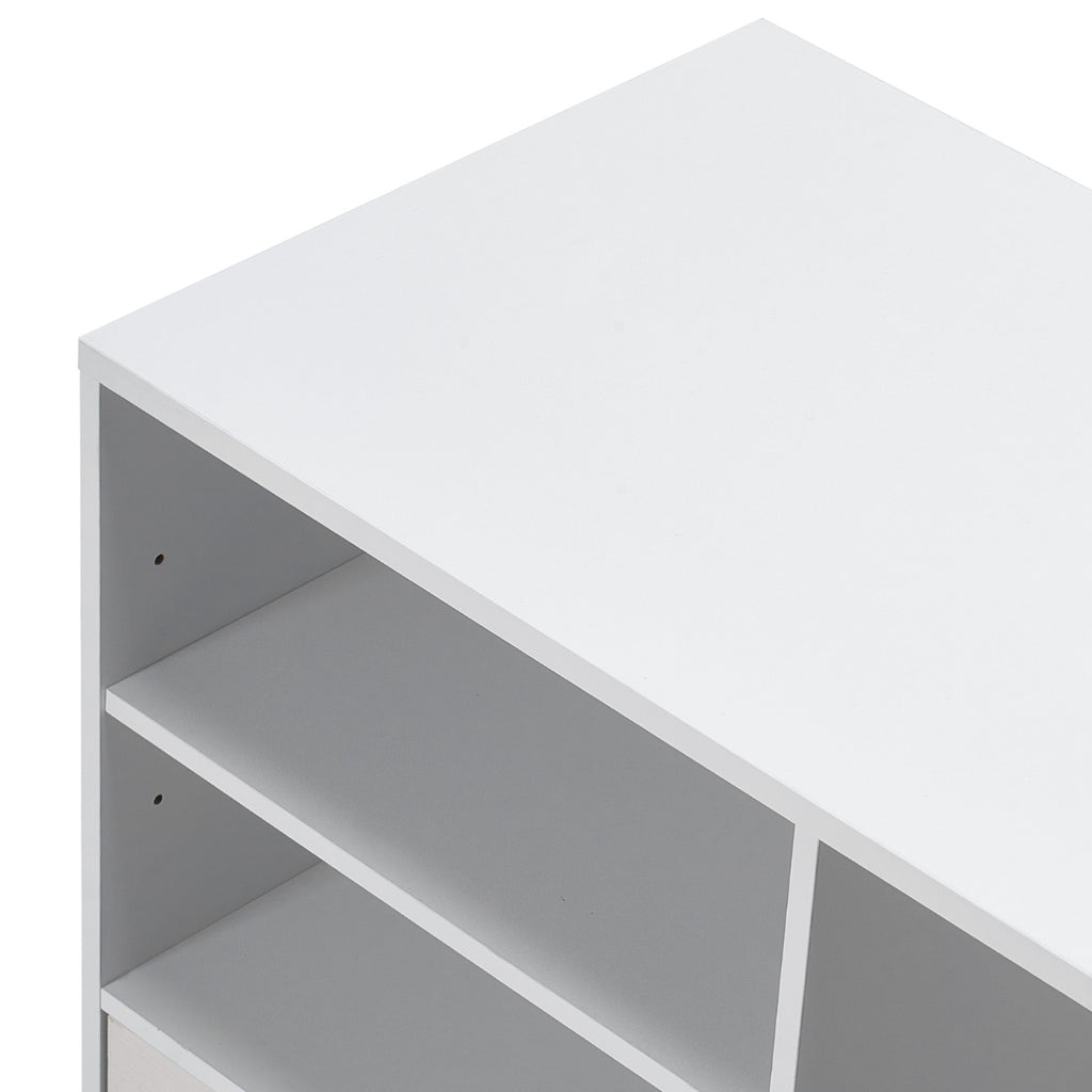 2 Drawer Wooden File Cabinet, Mobile Filing Cabinet with Open Shelves, Lockable Lateral Rolling File Storage with Adjustable 