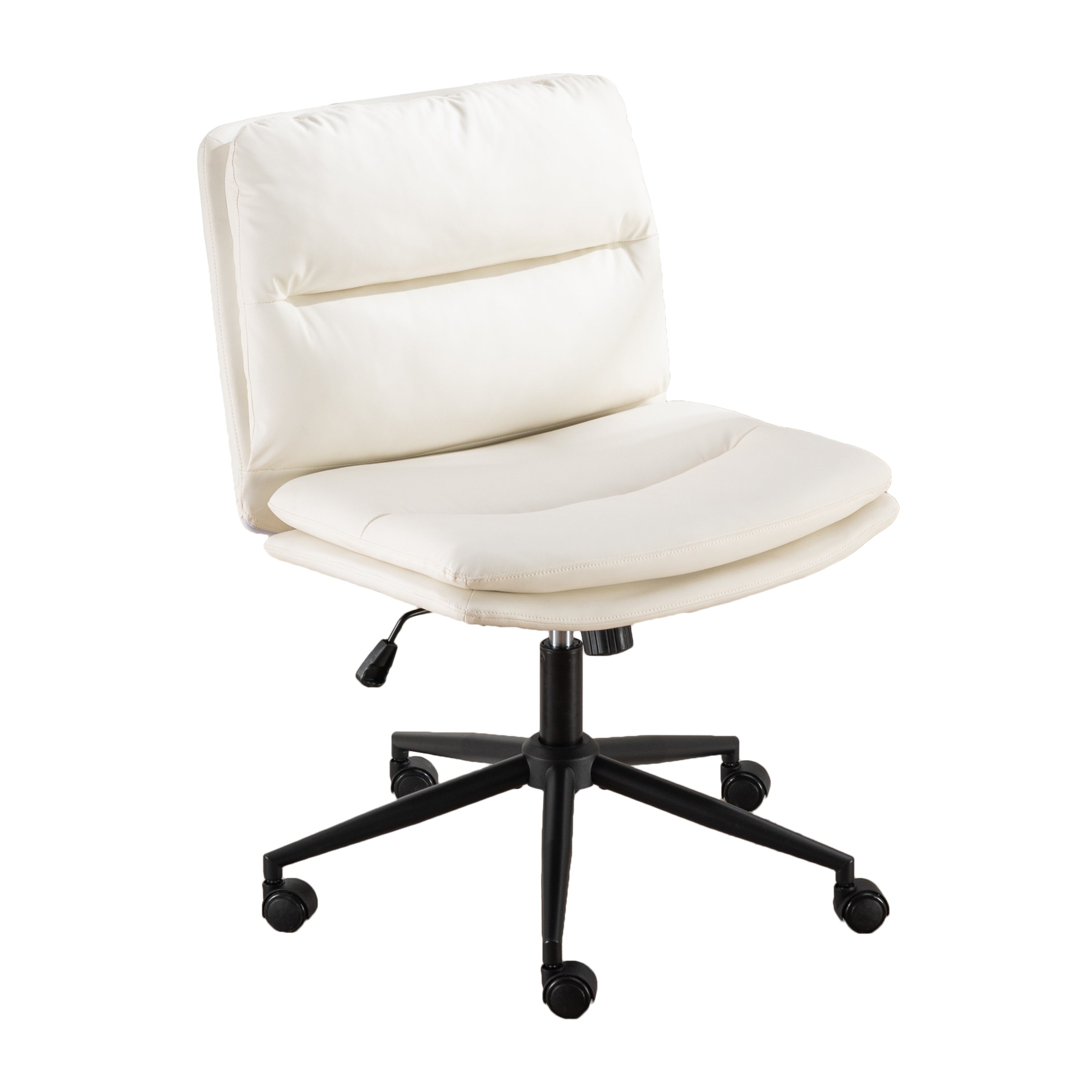 Bizerte Adjustable Swivel Criss-Cross Chair, Wide Seat/ Office Chair /Vanity Chair, White - Grand Goldman