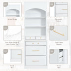 [Assembly Video Provided] TOPMAX Modern 83.7inch High Kitchen Pantry, Freestanding Tall Kitchen Hutch with Faux Marble Top,Cupboard Cabinet with 5 Storage Drawers and Adjustable Shelf, Set of 2, White - Grand Goldman Shop
