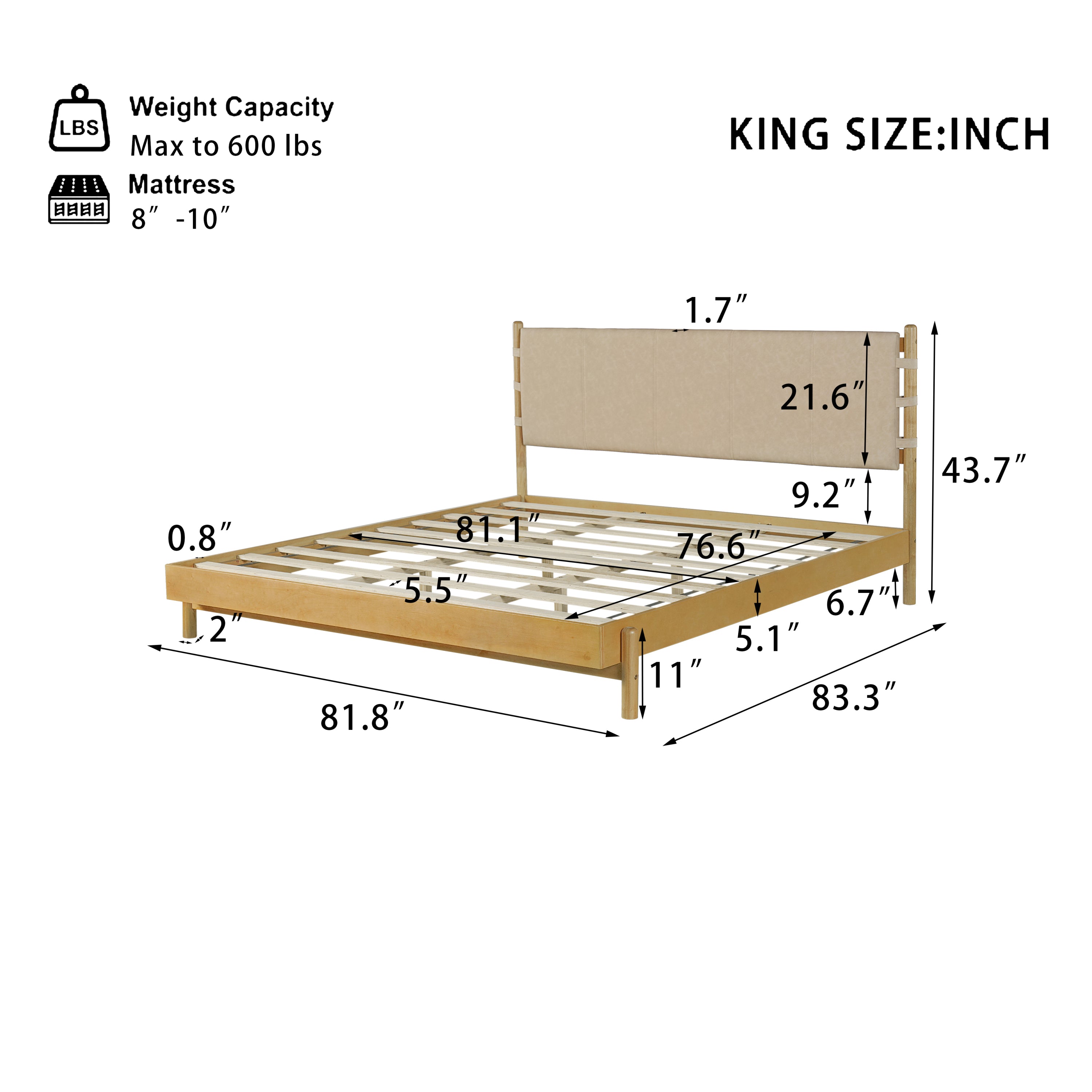 Modern King Bed Frame Set with 2 Nightstands, Beige Wood Platform Bed with Headboard and Matching Bedside Tables for Bedroom - Grand Goldman Shop