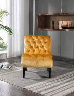 COOLMORE Modern Velvet Armless Accent Living Room Chair / Leisure Chair,Upholstered Fabric Button Comfortable Chair with Wooden Legs for Bedroom, Living Room, Office (Mustard Velvet) - Grand Goldman Shop