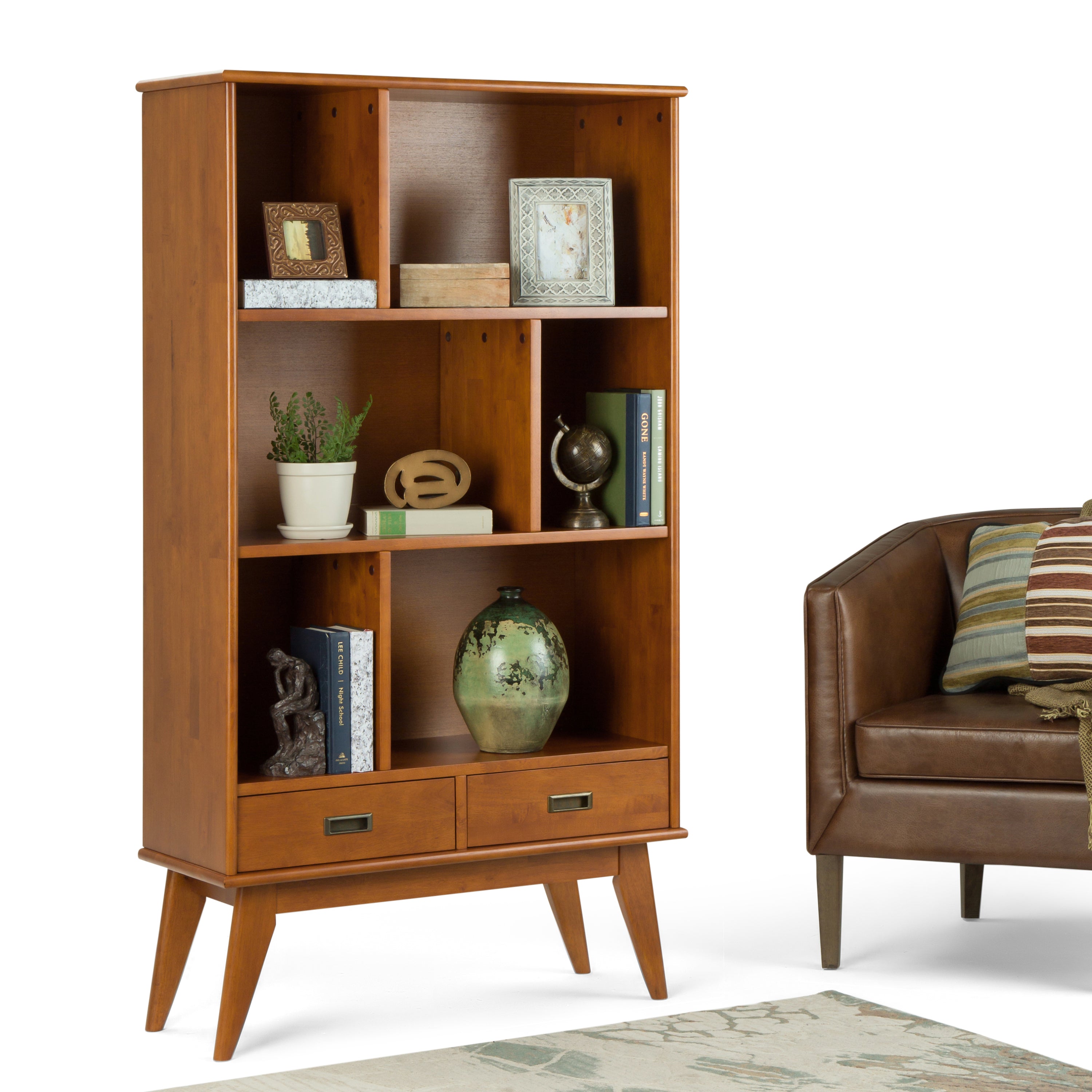 Draper Mid Century Wide Bookcase and Storage Unit - Grand Goldman