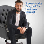 Executive Office Chair Comfortable Desk Chair - Ergonomic Design - Thick Padded Seat and Backrest - PU Leather Desk Chair wit