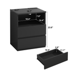 (Set of 2)End Table with Fast USB C Charging Station, Sofa Side Table with 2 Drawers, Large Storage Modern Wood Storage Cabinet for Living Room,Bedroom,Office, Black - Grand Goldman Shop