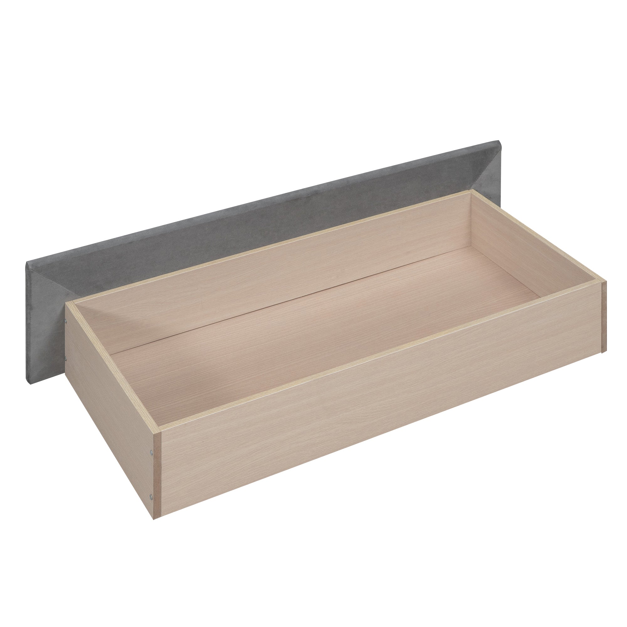 Twin Size Upholstered daybed with Drawers, Wood Slat Support, Gray - Grand Goldman Shop