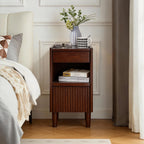 Wooden Bedside Table  with 1 Drawer Open Shelves, Wood Board Side Tables Storage Small Narrow Desk Chest of Drawer, Lamp Stand Nightstand Cabinet, Bedroom Living Room Home Furniture - Grand Goldman Shop