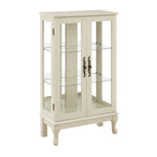 2 Doors Curio Cabinet with Tempered Glass Doors, Curio Cabinets with Mirrored Back Panel and Adjustable Shelves, Lighted Display Cabinet for Home, Office Light Bulb Included White - Grand Goldman Shop
