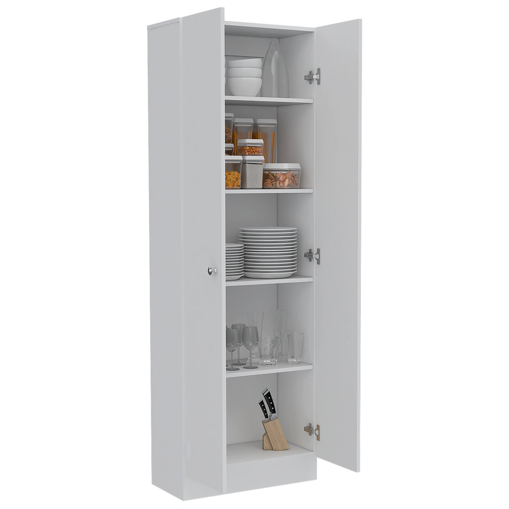 Multistorage Pantry Cabinet, Five Shelves, Double Door Cabinet -White | Premium Home Decor - Grand Goldman