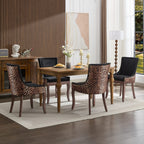 A&A Furniture,Ultra Side Dining Chair, Thickened fabric chairs with neutrally toned solid wood legs, Bronze nail head, Set of 2,Leopard Print - Grand Goldman Shop