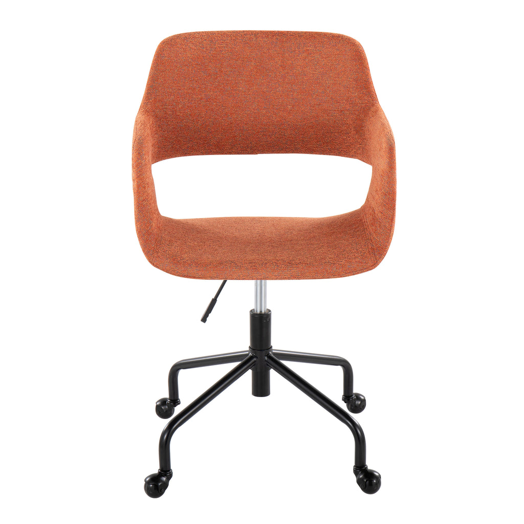 Contemporary Adjustable Office Chair in Black Metal and Orange Fabric | Premium Home Decor - Grand Goldman